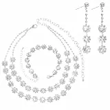 Yolev Brautschmuck Set, Schmuck Silber Strass Halskette Armband Ohrring