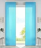 2er Set Schiebegardinen Flächenvorhänge Mikrofaser Vorhang Gardine Schiebe HxB 245x60 cm Türkis Matt Paneelwagen Beschwerungsstangen, 85600N2