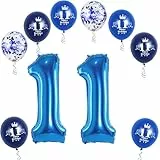 XL Folienballon 11 Geburtstag, Folienballon Zahl 11, Zahl 11 Blau, Luftballons 11, Nummer 11 Luftballon Blau, 32' Geburtstagsdeko Ballon 11