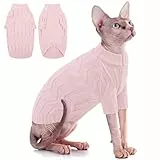 CITÉTOILE Katzenpullover, Strickpullover für haarlose Katzen, Wärme Winter Hundepullover mit Ärmeln, Klassisches Katzenpulli für Katzen Kleine Hunde Innen & Außen, Rosa, S
