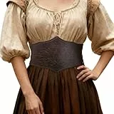 HiiFeuer Mittelalterliche Frauen Kunstleder Korsett Gürtel, Renaissance Unterbrustkorsett Einstellbare breite Taille Cincher für Ren Faire (Dunkelbraun B)