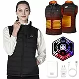 COREEGDE Beheizbare Weste Damen mit 6 Taschen,Beheizte Weste Frühling Herbst Winter,5 in 1 Schalter Heizweste,Wärmeweste mit Stecker&Powerbank,Heheizte Weste für im Freien,Höhere Heiztemperatur M