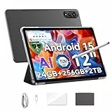 Blackview Mega2 12 Zoll Tablet Android 15,24GB RAM+256GB ROM,Dual 4G LTE+5G WiFi,2K 120Hz FHD Großes Display Gaming Tablets mit Stift,Octa Core T615,9000 mAh,WideVine L1/13MP+8MP Kamera/Face ID/GPS/PC