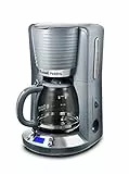 Russell Hobbs Kaffeemaschine [Digitaler Timer, Brausekopf für optimale Extraktion&Aroma] Inspire Grau (max 10 Tassen, 1,25l Glaskanne, Warmhalteplatte, 1100W) Filterkaffeemaschine 24393-56