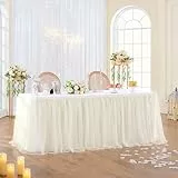 NSSONBEN Elfenbein Tüll Tischrock für Rechteck Runde Tische 183×76cm