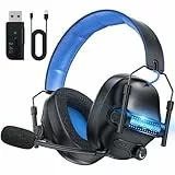 FC400 Wireless Gaming Headset, 2.4GHz Gaming Kopfhörer Kabellos mit Mikrofon für PS5, PS4, PC, Switch, Bluetooth 5.4 Gaming Headset, Geringe Latenz Noise Cancelling, mit LED Licht, 50H Akkulaufzeit