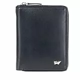 BRAUN BÜFFEL Herren Geldbörse aus echtem Rindsleder Golf mit RFID Schutz - Reißverschluss-Hochformat Geldbörse mit 8 Kartenfächern - Edles Schwarz