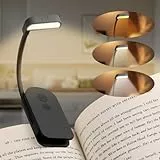 ABOHU Leselampe Buch Klemme, USB Wiederaufladbare Klemmleuchte Leselicht, 3 Helligkeitsstufen & 3 Farbtemperatur Modi, 360° Flexibel Klemmlampe, Buchlampe für Nachtlesen ins Bett