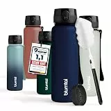 Blumtal Premium Trinkflasche 500 ml - bruchsichere & auslaufsichere Trinkflasche Sport & Outdoor - Sportflasche BPA-frei - Gym Flasche mit 1-Klick-Verschluss & Sieb - spülmaschinenfest - dunkelblau