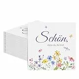 Aneco 120 Stück Servietten Hochzeit mit dem Spruch 'Schön, dass du da bist' 33x33 cm Einweg-Papierservietten mit Blumen Motiv für Hochzeit, Geburtstag, Frühling, Tischdekoration