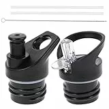 BUGUUYO 2 Stück Schwarze Kunststoff Trinkflaschen Deckel mit Saugnapfdüse Auslaufsicherer Ersatzverschluss Praktische Flaschennasenabdeckung für Täglichen Gebrauch Geeignet für Sport