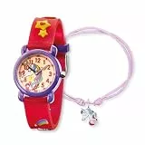 Engelsrufer Herzengel Kinder Uhrenset mit Einhorn Motiv - analoge Armbanduhr, robustes Kunststoffgehäuse, weiches Band, 27mm, 3ATM mit passendem Nylonarmband und Stiftemäppchen