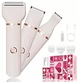 RAXMETRY Intimrasierer für Frauen, 3 In 1 Damenrasierer Elektrisch, Rasierer Damen, Wiederaufladbarer Trimmer Damen für Bikinizone Achseln Beine, Ipx7 Wasserdicht für nass und trocken, Rosa