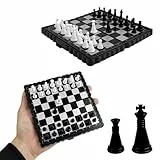 Dunkwckore Schachspiel, Magnetischem Einklappbar Schachbrett Schach, Tragbares und Faltbares Chess Board Set, Magnetisches Reiseschach Mini Schach Hochwertig Klappbare für Kinder, Erwachsene, Reisen
