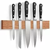 LARHN Magnetleiste Messer aus Eichenholz mit Extra Starkem Magnet - 40 cm - Messerhalter Magnetisch Holz für Utensilien und Werkzeuge - Unbestückte Messerblöck