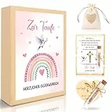 TUZELIYA Taufegeschenk Mädchen Geldgeschenke zur Taufe mit LED Lichterkette, Holzkarte Reagenzglas Jutesäckchen - Geschenke zur Taufe Geldgeschenk Geschenkideen Alles Liebe zurTaufe Geld Verpackung