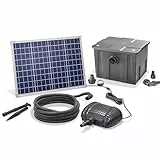 esotec Solar Teichfilterset Premium 50/2500, Teichfilter Komplettset mit Pumpe 2500 l/h, Gartenteich Außenfilter, mehrere Programm-Modi, Teichpumpe, 50Wp, Förderhöhe 2m, IP68 101080