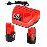 Powarobor 2 Stück M12 12V 3.0Ah Ersatzakku und 1 Stück Ladegerät Starter Kit Kompatibel mit Milwaukee 12Volt Li-Ion Akkus Werkzeuge
