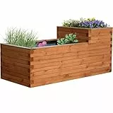 dobar® 29225FSCe Hochteich Superb | Gartenteich 420 L aus robustem Massivholz | Miniteich für Garten/Terrasse/Balkon | Teich für den Garten inkl. Teichfolie | 180 x 78 x 78 cm | Braun