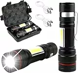 Taschenlampe LED,2 Stück 2000 Lumen Extrem Hell COB Seitenlicht, Mini Taschenlampe USB Aufladbare Mit Kunststoffbox, 3 Modi, Tragbar IPX5 Wasserdicht für Outdoor Camping Notfall