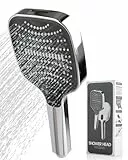Duschkopf mit Hohem Wasserdruck, Handbrause Dusche mit 8 Strahlarten, 26.5 * 12cm Handbrause Duschkopf Gross, Duschbrause für Duschkopf Wassersparend, Hautfreundlich Brausekopf Silikon Dusche