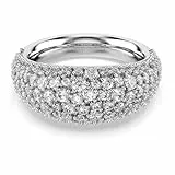 Swarovski Sublima Ring, Rhodinierter, Weißer Ring mit Gewölbtem Design und Klaren Zirkonia in Chatonnage-Fassung, Größe: 55