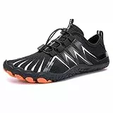 Teechodina Unisex Traillaufschuhe Herren Damen Wanderschuhe Barfußschuhe Laufschuhe Knit Sneaker Fitnessschuhe Fivefinger Zehenschuhe, Schwarz-A, 43