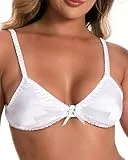Satini Bügelfreies Seidensatin‑Bralette - Verstellbare Träger, Elegante Dessous, Sissy‑BH (Weiß, S)