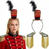 CWENDANER Mini Zylinderhut und 2 Paar Kristall Schulterabzeichen,Fascinator,Showman Stirnband,Kostüm Zubehör für ZirkusZylinderhut,KarnevalZylinderhut,Halloween,Teeparty,Weihnachten