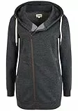 OXMO OXVicky Sweat Zip-Hoodie Damen Sweatjacke Kapuzenjacke Hoodie mit Kapuze Kordel Reißverschluss Eingrifftaschen Regular fit, Größe:M, Farbe:DAR Grey M (798288)