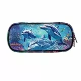 SCRAWLGOD Federmäppchen, Stiftetasche, Stiftebox für Kinder, Jungen, Mädchen, Schulbedarf, Schreibwaren-Organizer, Delfin, Einheitsgröße, Kosmetiktasche
