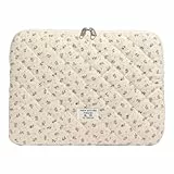 CHAMAIR Puffy Laptop-Hülle, 33 cm (13 Zoll), süßes Blumenmuster, gesteppt, Notebook-Hülle, ästhetische MacBook-Hülle, 33 cm (13 Zoll), Violett