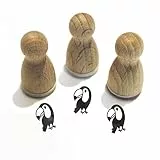 Stemplino® Ministempel | F035 - Motiv: Toby Tukan - 12mm Durchmesser - Tukan Stempel für Karten, DIY, Scrapbooking & Geschenkverpackung (F035)