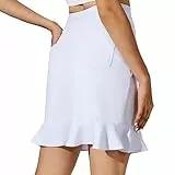 M MOTEEPI Tennisrock Damen 20'' Hosenrock Rock mit Hose Drunter Knielang Ruffle Skort Hohe Taille Sportrock Wanderrock mit Taschen Innenshorts Golfrock Kurze Sommerrock Röcke Fahrradrock Weiß 3XL