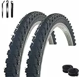 2 x VEE Rubber V185 26' Fahrradreifen Schwarz 51-559 (26 x 2.00) + 2 x passende Schläuche AV inkl. Reifenheber