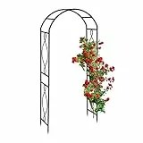 Relaxdays Rosenbogen Metall, Torbogen Garten, HxBxT: 230 x 100 x 40 cm, Stabiler Rankbogen für Kletterpflanzen, schwarz
