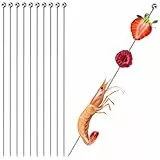 com-four® 10x Cocktailspieße aus Edelstahl - Spieße für Fingerfood, Obst, Burger - wiederverwendbarer Party-Picker 22 cm - Häppchen Piekser für Geburtstag, Party, Barbecue, Hochzeit (10 Stück - 22cm)