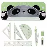 MHwan Geometrie Set, 7 Stück Niedlich, Robuste und Langlebige Schale, ein hochwertiges Geometrie-Set für die Sekundarschule, das bei Kindern beliebt ist, Zirkel Winkelmesser Lineal Set