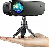 ELEPHAS 2024 Upgraded WiFi Mini Beamer, 15000 Lux 1080P HD Portable Beamer, Kompatibel mit iPhone/Android/Tablet/HDMI/TV Stick/USB (Stativ inklusive)