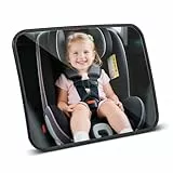 Romon Autospiegel Baby Rücksitz, 360° Drehbarer Autospiegel Bruchsicherer Spiegel Auto Rückbank mit Verstellbarem Gurt, Klares Sichtfeld, für Babyschale für allerlei Kopfstützen