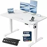 JUMMICO Höhenverstellbarer Schreibtisch mit USB-Ladeanschluss 120 x 60 cm, Schreibtisch Höhenverstellbar Elektrisch, Steh-Sitz Tisch Stehpult Verstellbarer Computertisch,Standing Desk,Weiß