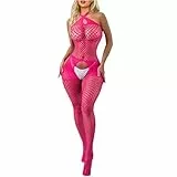 V-Ting Sexy Bodystocking Damen für Sex – Netz Reizwäsche mit Ouvert, Erotische Dessous Unterwäsche Set für Frauen, Seamless Catsuit für Valentinstag & Karneval