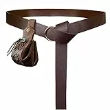HiiFeuer Mittelalter O-Ring-Gürtel mit Nordischem Retro-Kordelzugbeutel, Renaissance Kunstleder Gürtel und Geldbeutel Set für LARP (Braun C)