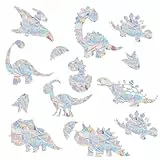 Dinosaurier Prisma Fensteraufkleber Vogelschutz, GoldRock 14 Stück Vogelschutz für Glasscheiben,Dino Suncatcher Sticker,Regenbogen Fenster Sticker Folie Gegen Vogelschlag,Vogelschutz Aufkleber Fenster