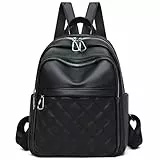 Suweir Rucksack Damen Klein Elegant Damenrucksack PU Leder Cityrucksack Wasserdicht Rucksacktasche Womens Backpack Anti Diebstahl Tagesrucksack für Reisen, Arbeit, Schule (Schwarz)