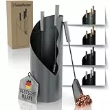 Heimfleiss® Kaminbesteck Grau Modern | Kaminzubehör mit Edelstahl Griffen | Ofenbesteck Kaminbesteck Set | Kaminset aus Schürhaken & Kehrset | Kaminofen Besteck Set | Kamingarnitur für Kamin Ofen
