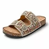 JOMIX Plateau Pantoletten Damen Sandalen mit Weich Fußbett Frauen Sommer Faux Leder Plattform Clogs Freizeit Sommerschuhe (Gold, 38 EU, SD9181)