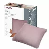 Beurer Heaty Heizkissen, kabelloses Heizkissen mit Akku, Wärmekissen mit Abschaltautomatik und 3 Temperaturstufen, mit Schnellheizung, weicher Cordstoff, lavender-lilac/lila