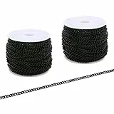 SWTOOL 20 Meter schwarze Metall-Gliederketten, Eisen-Bulk-Panzerkette für DIY-Handwerk, Schmuckkette, 2 Rollen x 9,1 m (schwarz)