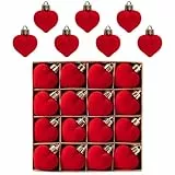 Valery Madelyn 16pcs Valentinstag Herz Kugeln Kunststoff,Rot Beflockte Oberfläche Romantisch Herzchen Deko Set für Valentinstag deko,Hochzeitsdeko,Party,4cm